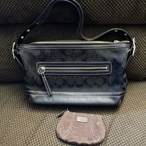 Coach Black  Handbag with Matching Pouch brown